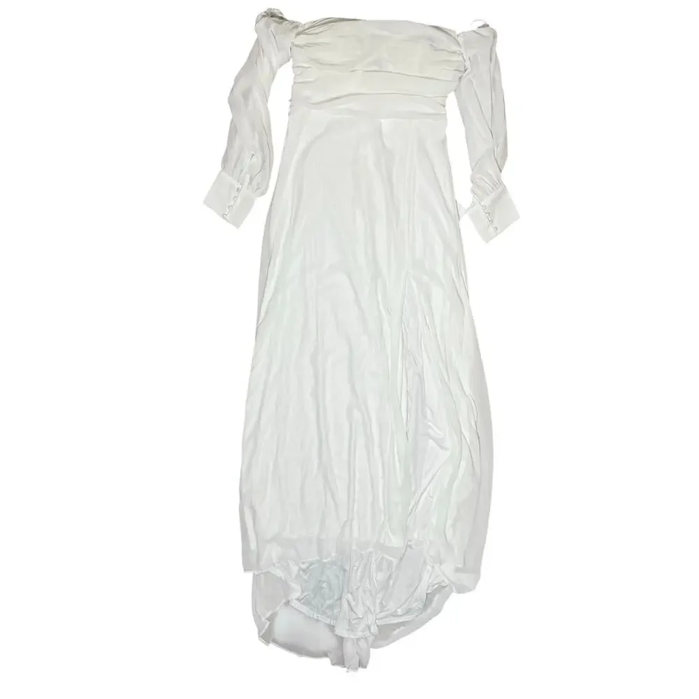 NWT Lulus Adorna White Off-the-Shoulder Maxi Dress Size M - Picture 6 of 11